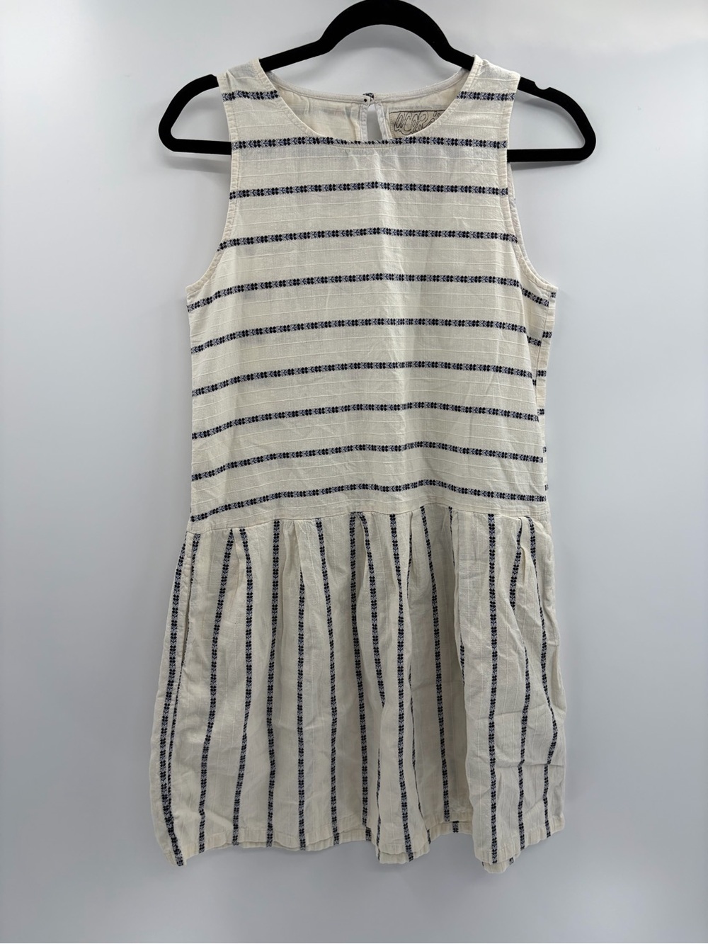 Ace & Jig Ivory Blue Striped Sleeveless Cotton Pocket Mini dress size small